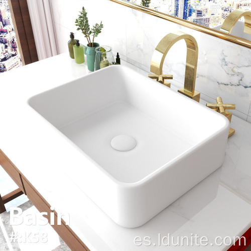 Cuenca de baño Ware Ware Cerámica Lavabo rectangular Cuenca